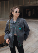 Lieer Gaoding (Sister Pulling Denim) Khmer Fashionable Sequin Embroidery Contrast Color Denim Jacket 94WTL342