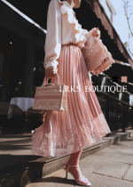 Lieer high-definition LRKS (feminine) skin-friendly elastic satin stitching lace crumpled skirt 94BSL344