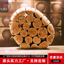 Large abstract wooden sculpture abstract ornaments wood carving Hotel Club sales department large art customization
