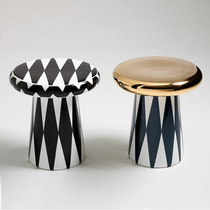 FRP stool Nordic light luxury coffee table hotel bedside several designer round mushroom model room decoration
