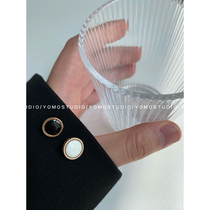 YOMOSTUDIO BLACK AND WHITE METAL DROP Imitation Pearl Button male and female shirt cardiovert decorative sweatshirt collar clasp