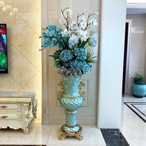 TV cabinet floor vase European home Villa porch living room decoration large decorative resin Blue