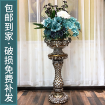 European-style floor vase living room ornaments Roman column Nordic large vase dried flower arrangement set home decoration