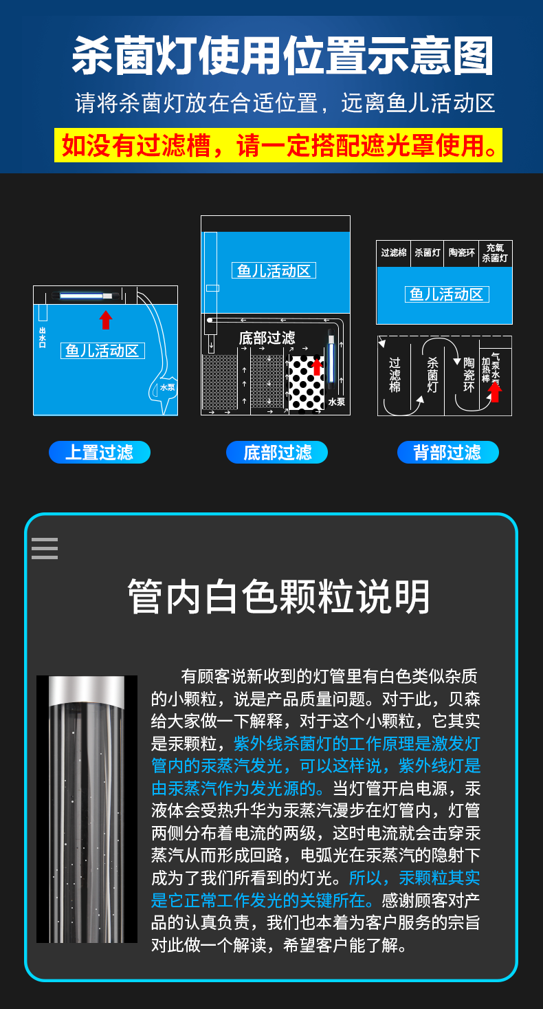 鱼缸菌灯潜水灭菌灯uv菌灯紫外线鱼池菌器除藻绿鱼缸消毒灯