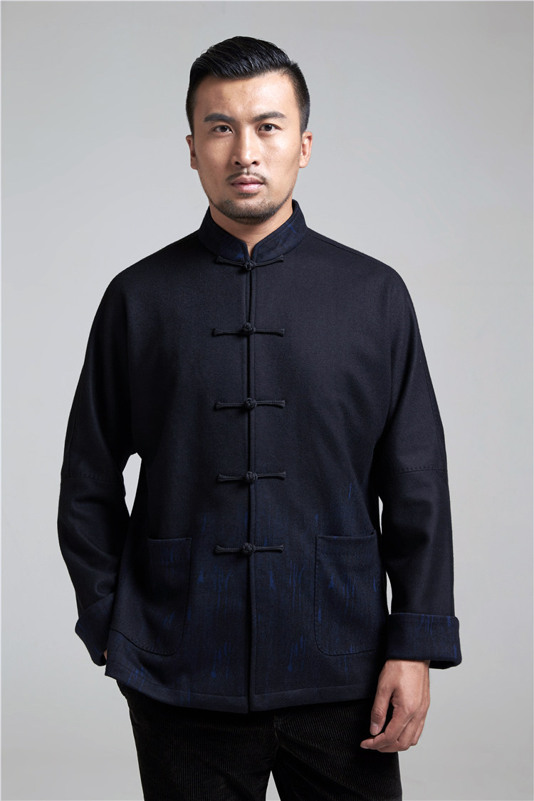 珺楠 厂家直销 中年唐装男外套秋冬厚款中式休闲服原创设计 8707