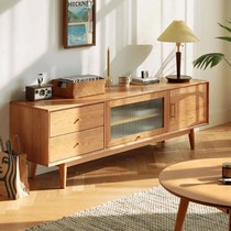 Cherry Wood Furniture Nordic Living Room TV Cabinet Tea Table Composition Day Style Original Wood Color Minima White Oak Solid Wood Ground Cabinet