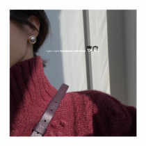 14K note gold winding purple natural Baroque button pearl retro sterling silver ear nails mosquito coil ear clip