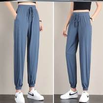Ice silk sweatpants womens summer thin loose slim anti-mosquito adult quick-drying ties Harlan fried street bloomers