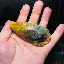 Analysis Wood Green River Grinding Jade Golden Dragon Fish Handlebar Piece