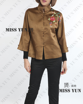 Xia Zi new autumn and winter coffee hand embroidered fashion improved cheongsam ladies Tang jacket autumn clothes