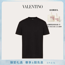 VALENTINO Valentino Valentino Men ROCKSTUD UNTITLED cotton rivet round collar T-shirt
