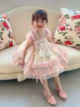 Childrens fantasy princess dress Lolita girls summer lace bow birthday dress fashion baby dress