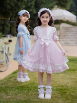 Lolita four-piece girl princess skirt net red super fairy summer new fashionable foreign style puff sleeve baby gauze skirt