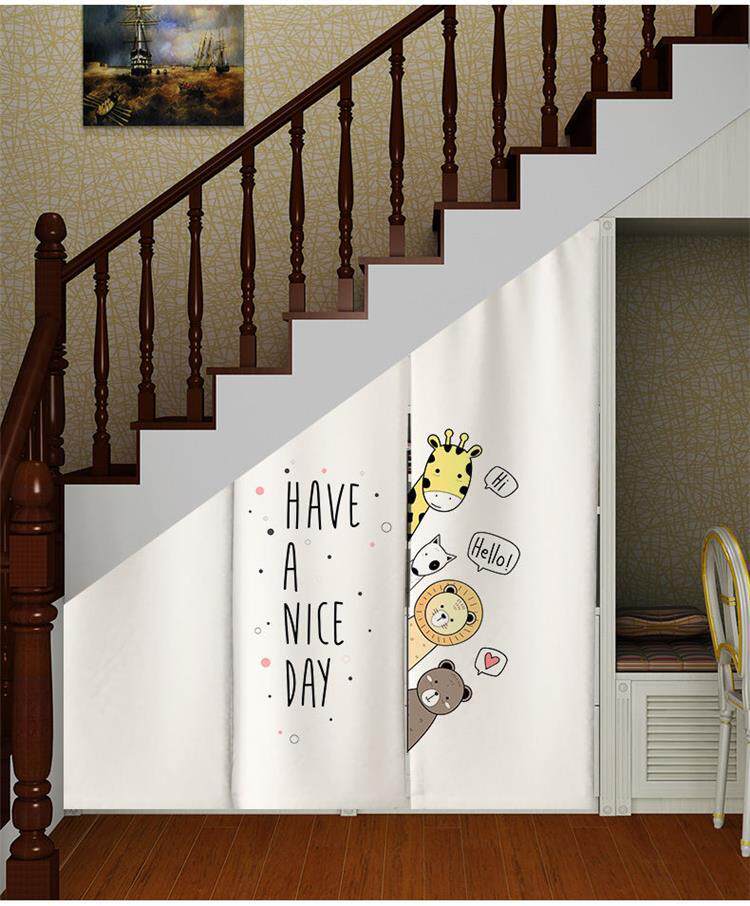 楼梯底下遮挡帘三角楼梯间遮丑帘梯形斜角装饰杂物间储物间门帘