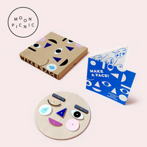 Moon Picnic face-changing wooden man wooden panel Childrens aesthetic toys recognize expression emotion management