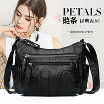Middle Aged Lady Bag Packs Single Shoulder Bag 2021 New Soft Leather Fashion Casual 100 Hitch Multilayer Large Capacity Diagonal Satchel Bag