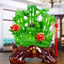 The rich and the festival high ornaments Jade bamboo TV cabinet wine cabinet living room crafts feng shui decoration decorations
