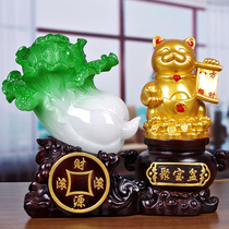 Wealth cat ornaments jade cabbage cornucopia Golden Toad company store opening gift gift cashier decoration decoration