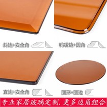 Brown tempered glass plate custom table surface coffee table countertop custom round rectangular shaped plate household matte