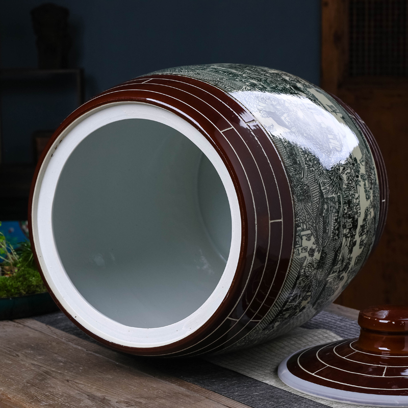 Jingdezhen ceramic tea pot 50 kg barrel puer tea storage with large storage tanks Chinese style household seal pot