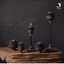 Big fish beauty ceramic butter lamp Chinese Lotus oil lamp home Buddha lamp retro art send pure natural ghee