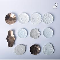 Big fish beauty Jingdezhen handmade coaster shadow green gold ceramic tea tray original cup holder kung fu tea ceremony tea set