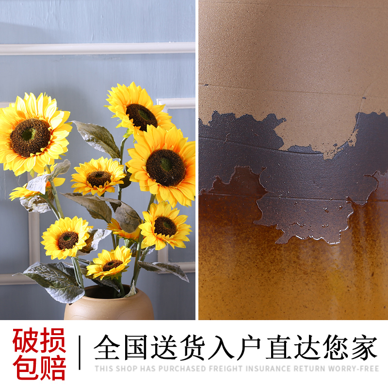 Creative kindergarten, lovely big yellow vase ceramic flower arranging dried flower bottle furnishing articles furnishing articles sitting room ground northern Europe