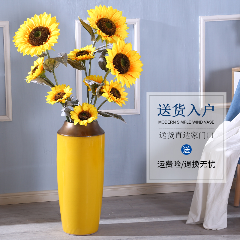 European Nordic light key-2 luxury office ceramic vase furnishing articles yellow creative contracted sunflowers ground decoration