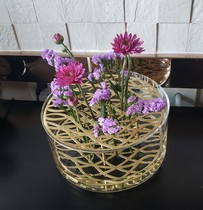 Nordic Brass glass flower vase Living room dining table Hydroponic plants flower arrangement Home desktop decoration gift ornament