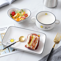 Thai nostalgia breakfast cutlery plate creative net celebrity ins one-person food set Household single childrens bowl spoon 562