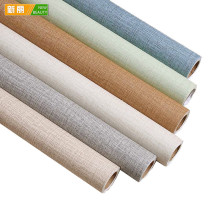 PVC self-adhesive wallpaper silk hemp wallpaper bedroom living room color film waterproof thick color Crystal Film 1 2 meters wide