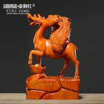 Huali wood carving deer ornaments solid wood carving crafts