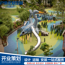 Large outdoor non-standard stainless steel custom wood cormorant bird shape combination slide childrens indoor and outdoor playground