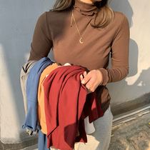 Small Lajia Fever Pro-skin Hitch Bottom Jersey Womens Two Collars Multicolored Cover Single Wearing Blouse Tide Winter