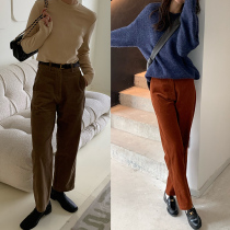 Small draw 1937 this must enter the cordux two colors of leisure high waist straight tube obviously thin 2022 spring trousers