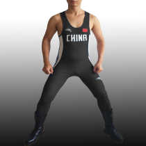 Chinese team Shi Zhiyong competition with the same one-piece wrestling suit weightlifting training suit professional design trousers version