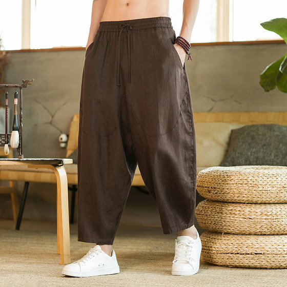 100%pure linen Chinese wind, light breathable wide -leg Haron pants men's pants summer loose nine -point casual trousers
100%pure linen Chinese wind, light breathable wide -leg Haron pants men's pants summer loose nine -point casual trousers