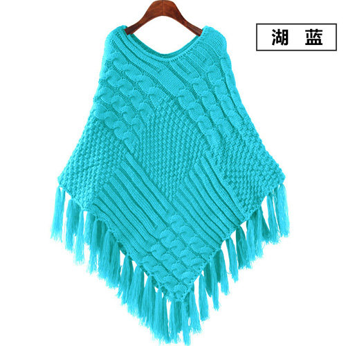 春秋流苏斗篷披肩针织衫披风罩衫蝙蝠衫大码套头毛衣外套秋装女装