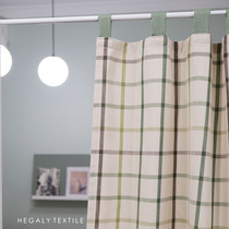 HEGALY|Simple checkered Japanese-style door curtain Cotton and linen half curtain ins partition fitting room kitchen bedroom entrance curtain