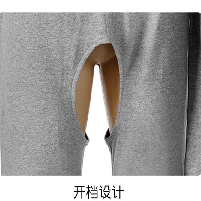 保暖病人裤成年人开裆裤加绒男老人前后全开护理裤女宽松残疾人裤