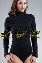 High collar Long sleeves Sexy tight fit one-piece shapewear Gymnastics Suit Dancing Skills to the Crotch Half Body Suit
