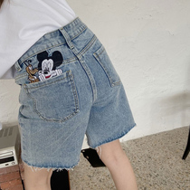 2021 Summer new Fat mm Slim Jeans Shorts Woman Big Code High Waist Loose wide leg 50% Pants 200 Catty