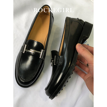 (Locke girl) small leather shoes womens British style flat beanie shoes shallow mouth versatile single shoe one foot loafer shoes