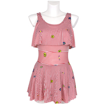 Hot spring swimwear womens one-piece skirt boxer pants slim waist plus size stripes fashion conservative swimsuit