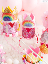 (Half-price Flush) Children Rainbow tennis Red Crown Birthday Hats CAKE HAT PARTY HAT RECESSED STYLING GIRL