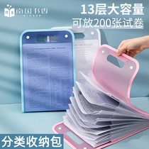 Southern Guoxiang Book Folder Roll Collection Bag Student Test Bag Inclusion Inclusion Codded Codule Subject Code Bag Folder Bag A4 Large Capacitors Multi-Layer Patch Package Portable Vertical Portable