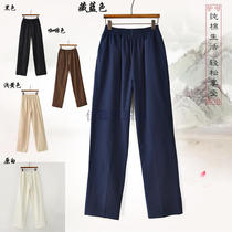 Pure cotton coarse cloth mens casual fashion straight trousers Spring summer autumn and winter loose performance sports running Chinese National style