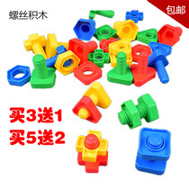 Large screw building blocks childrens assembly and disassembly nut shape matching Kindergarten boys educational plastic toys