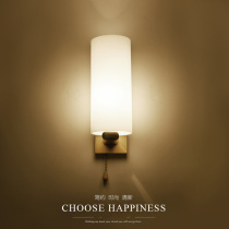 Day-style solid wood wall lamp with switch porch bedroom bedhead lamp E27 exchangeable bulb triple color light LED can be 110V