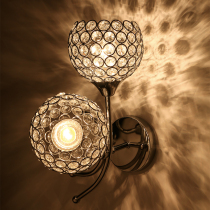 Crystal wall lamp European-style double-headed Silver light luxury staircase background wall bedroom lamp E27 bulb LED can be 110V